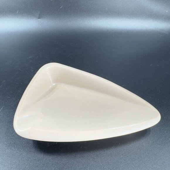 Vintage American Standard Tan Glazed Triangle Ashtray Dish Houseware Marked VTG - Picture 12 of 14